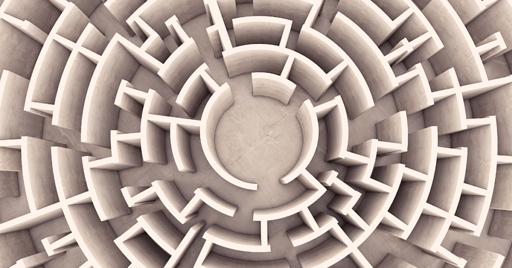 circular maze with white walls